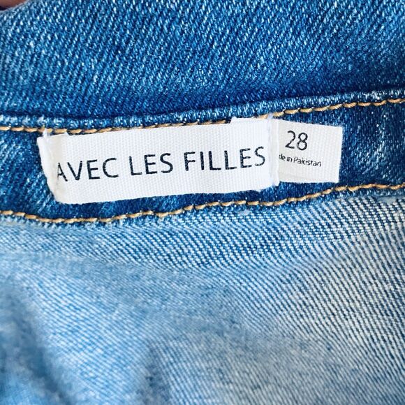 Anthropologie Avec Les Filles Jumpsuit Size 28 Blue Denim Button Up Belted - Picture 10 of 12